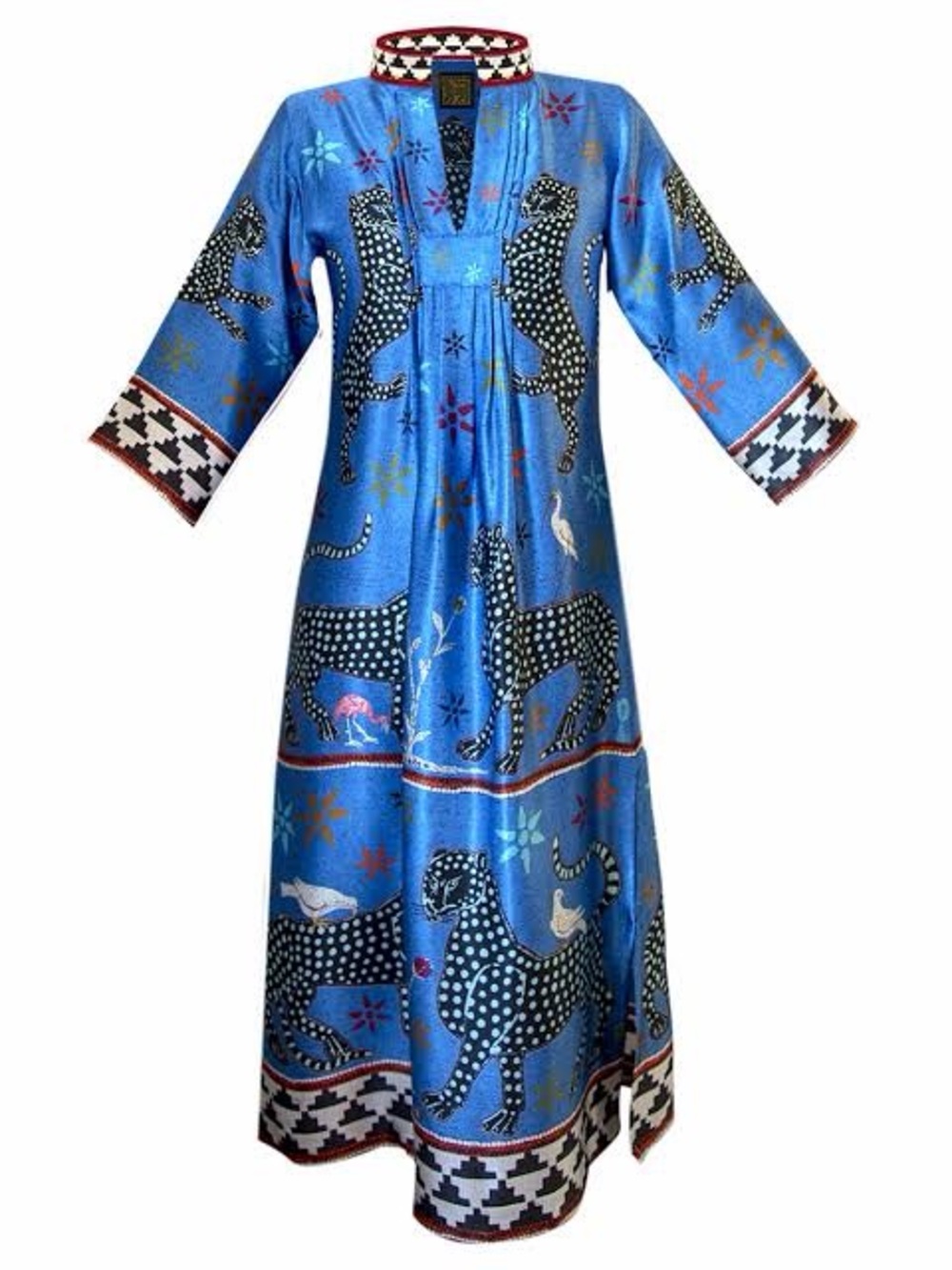 Ortigia 100% Silk Blue Mosaic Kaftan - Size 1